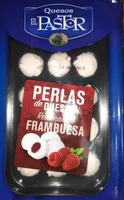 Perlas de queso rellenas de frambuesa