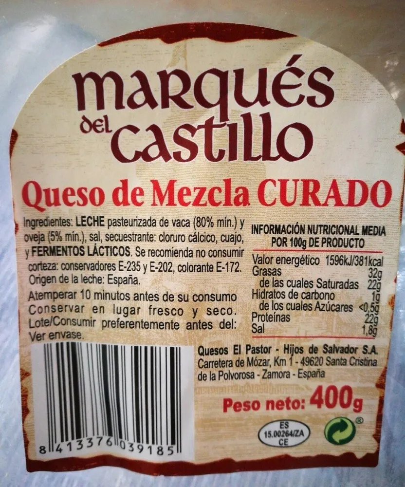 Queso mezcla curado marqués del castillo