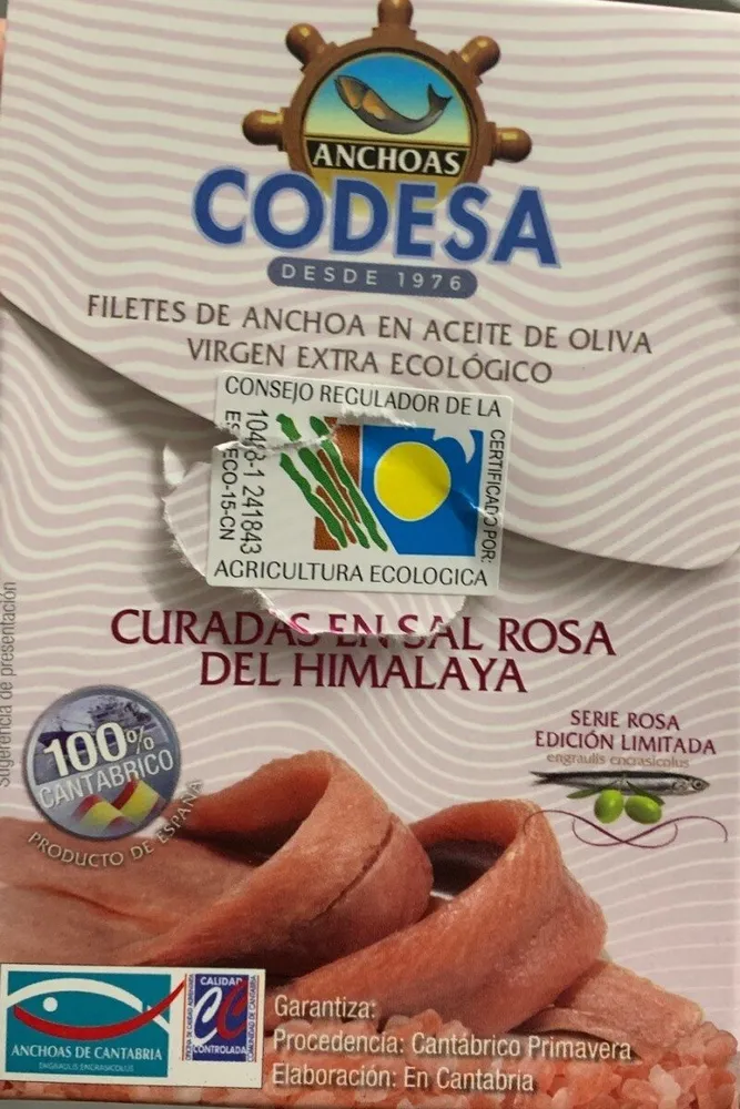 Filetes de anchoa en aceite de oliva virgen extra ecológico