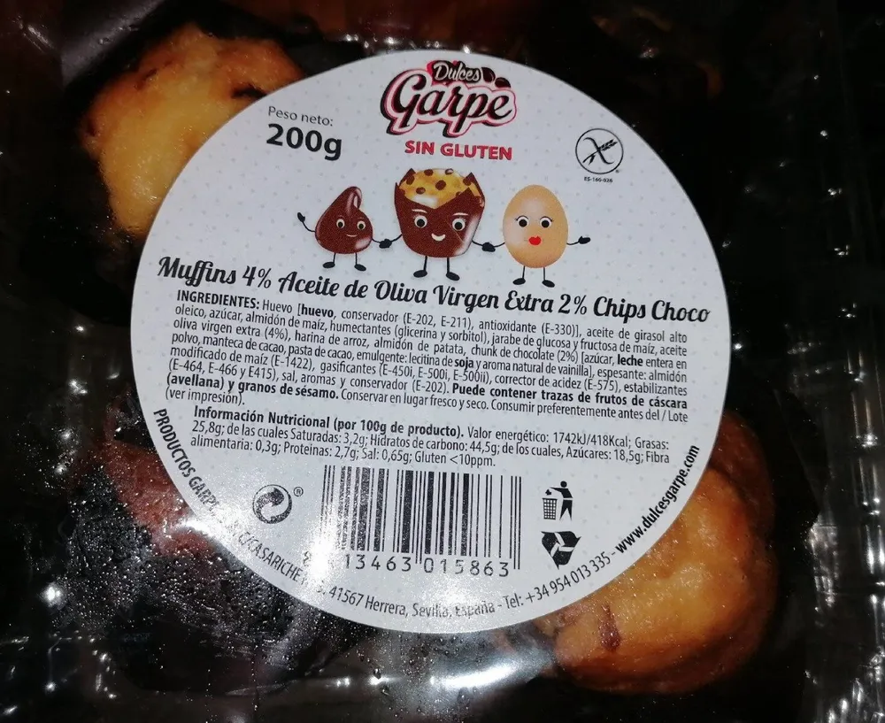 Muffins Garpe sin gluten