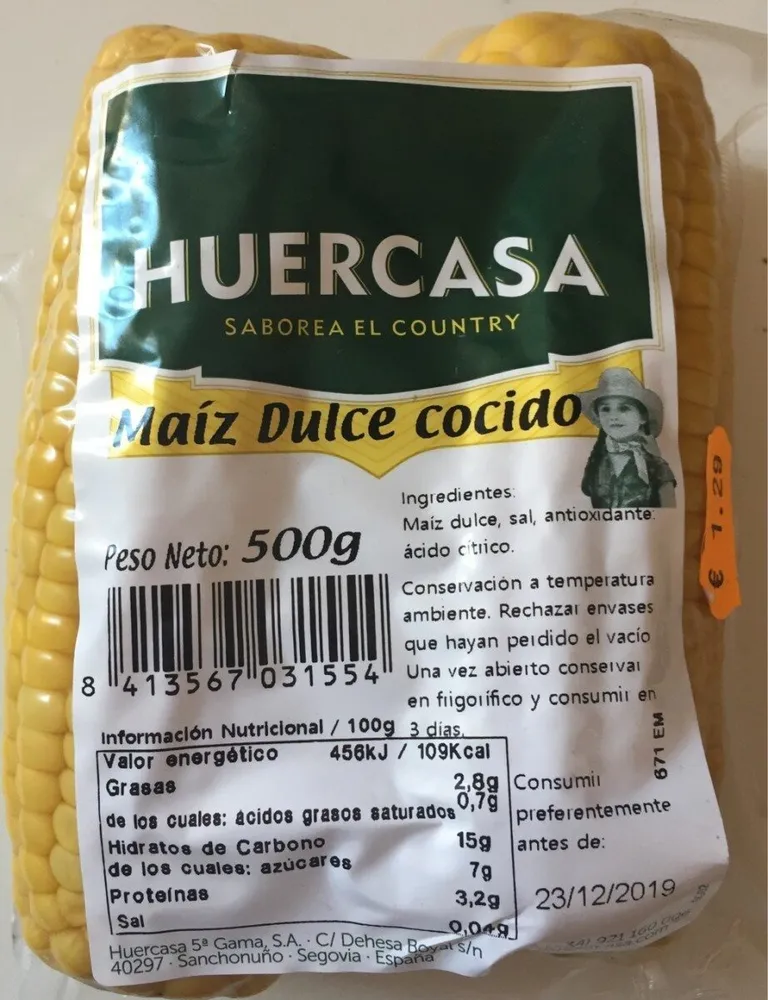 Maiz dulce cocido