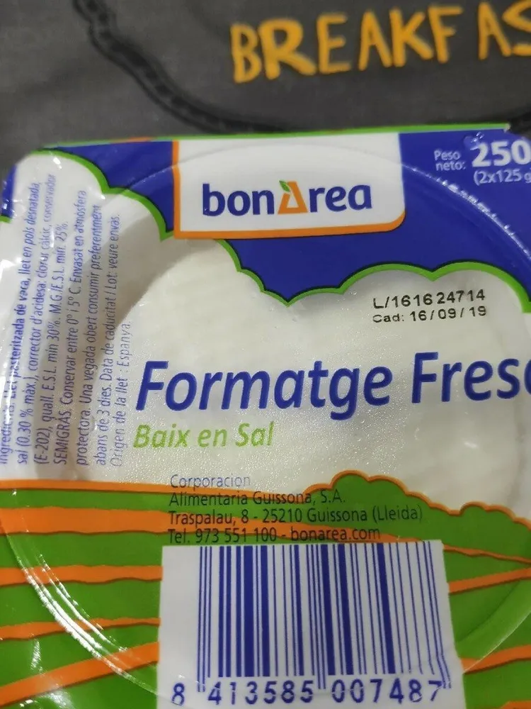 Queso fresco bajo en sal