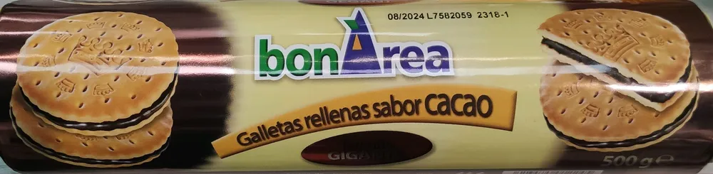 Galletas rellenas sabor cacao