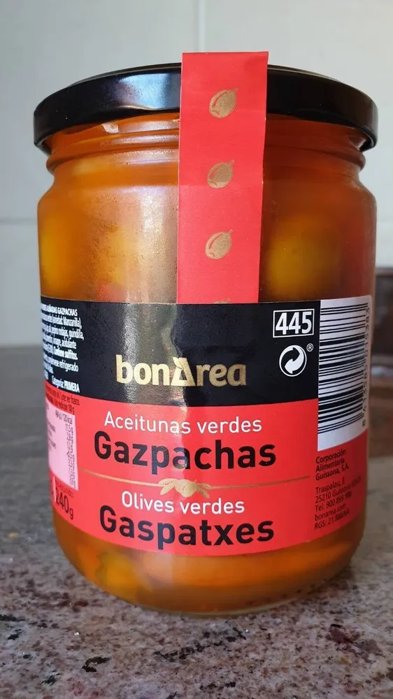 Aceitunas verdes gazpachas