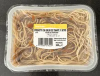 Spaghetti con salsa de tomate y setas