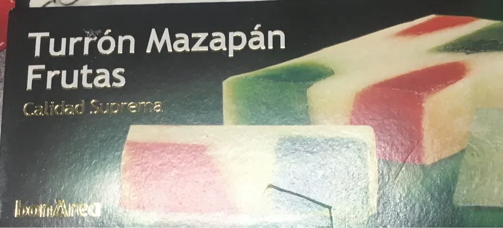 Turrón mazapán frutas