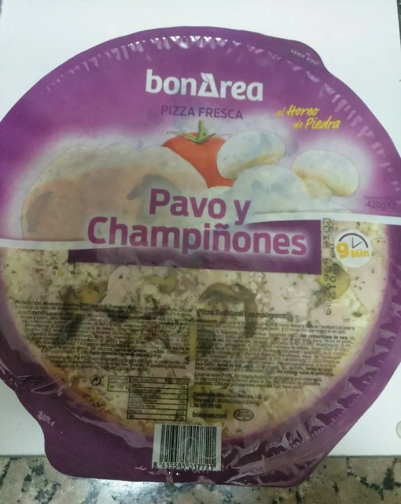 Pizza pavo y champiñones