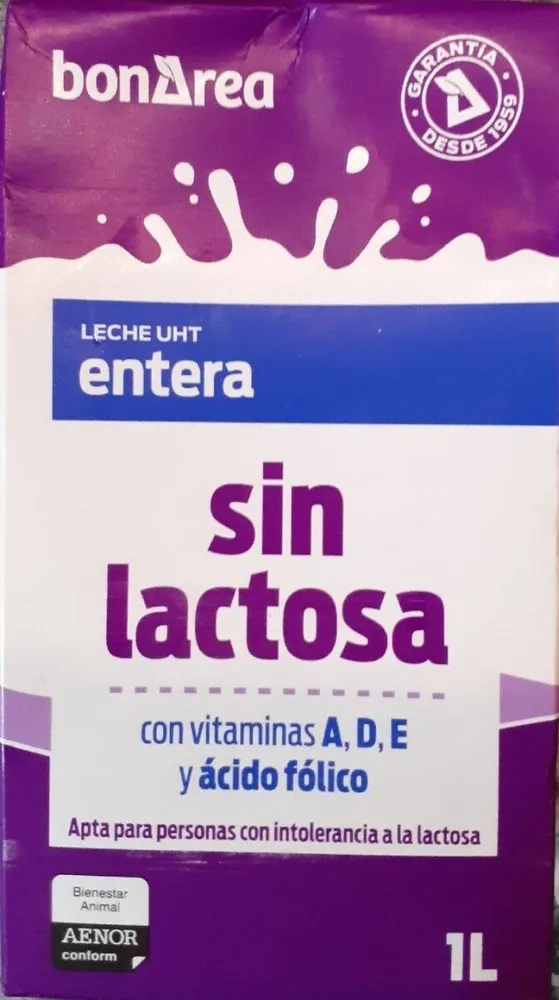 Leche entera sin lactosa