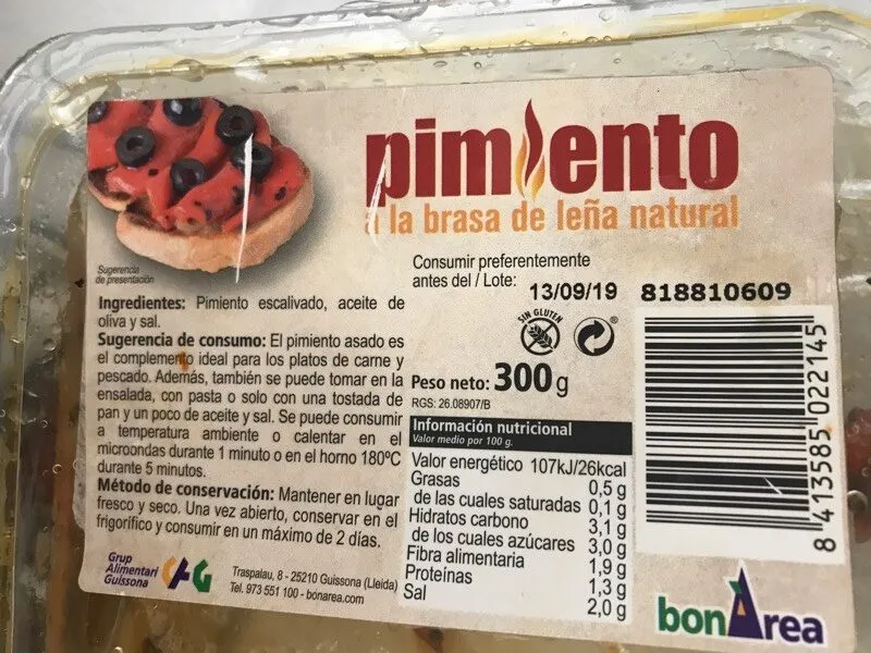 Pimiento a la brasa de leña natural