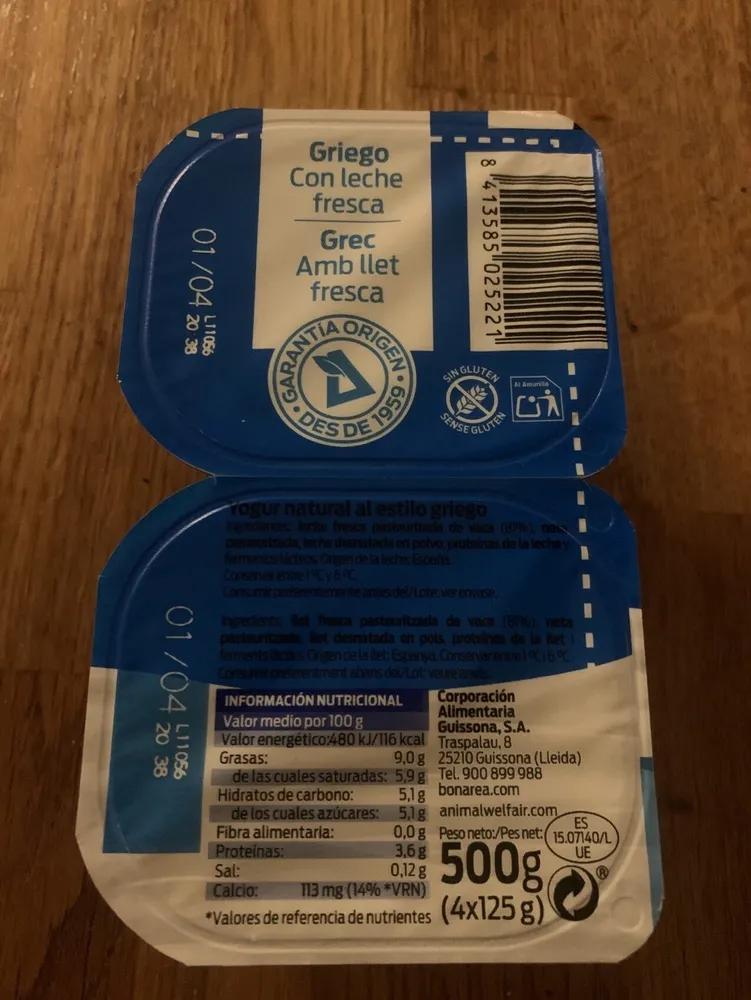 Yogur natural al estilo griego