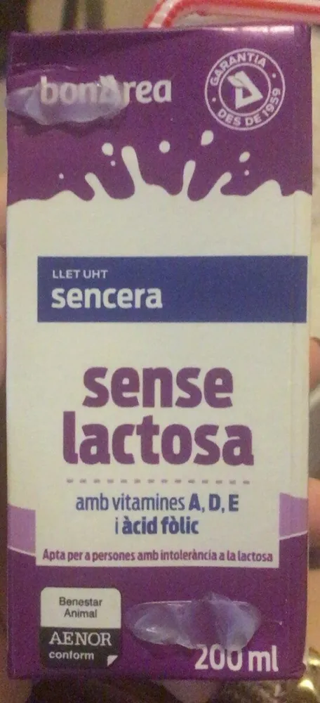 Leche entera sin lactosa