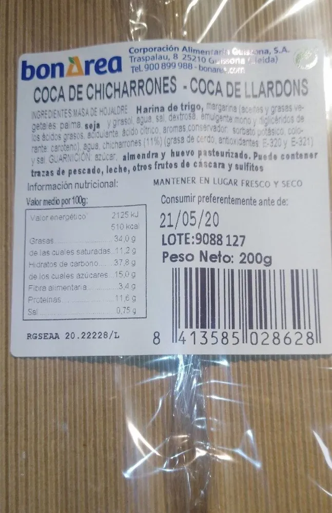 Coca de chicharrones