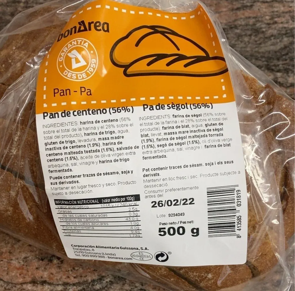 Pan de Crnteno