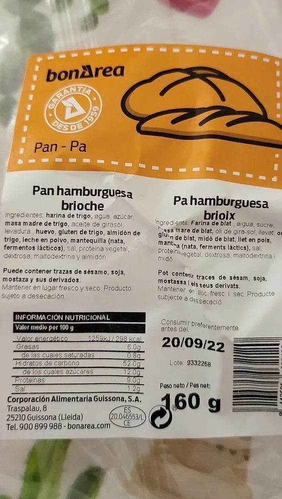 Pan hamburguesa Brioche