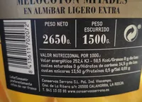 Melocotón mitades en almibar
