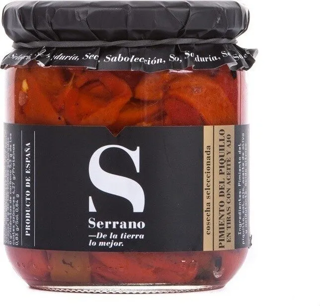 Serrano Red Piquillo Pepperes Strips With Oil & Garlic 350G