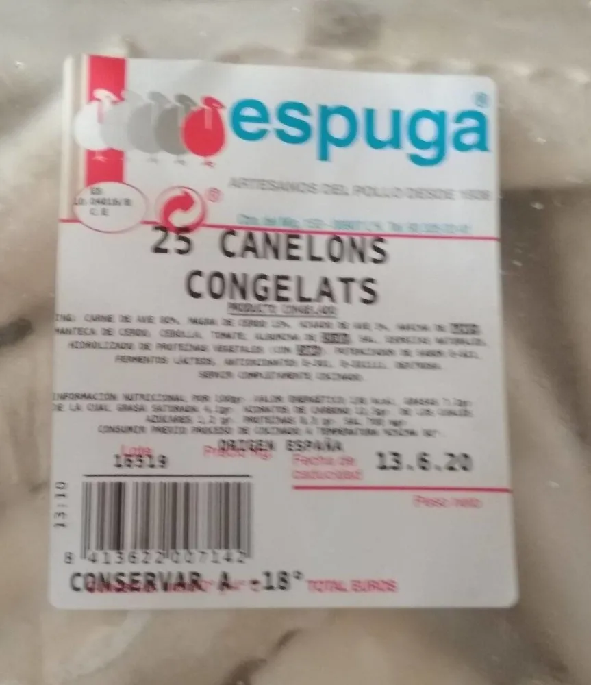 25 canelons congelats