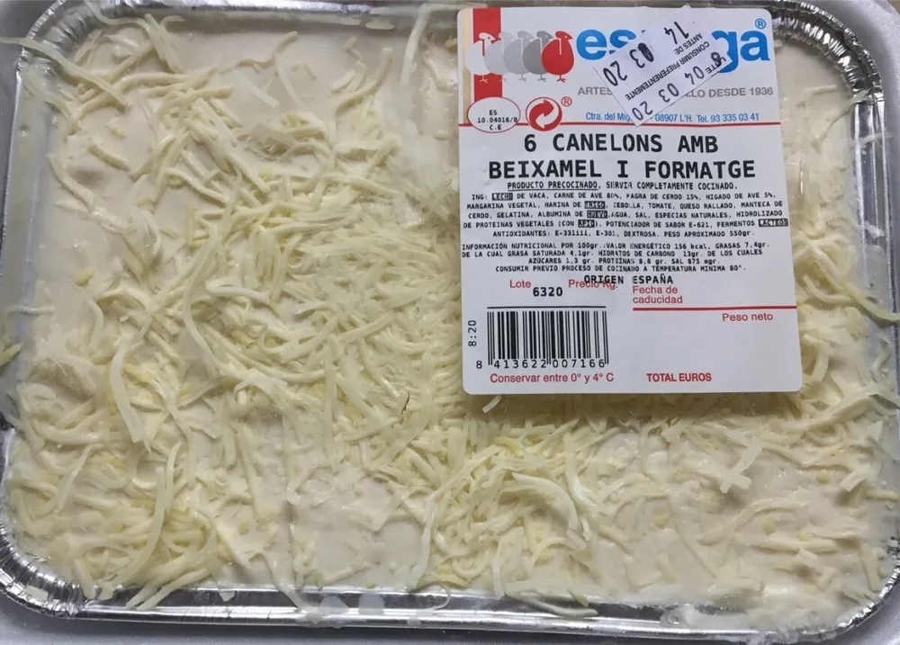 Canelones de pollo