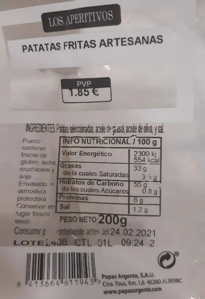 Patatas fritas artesanas