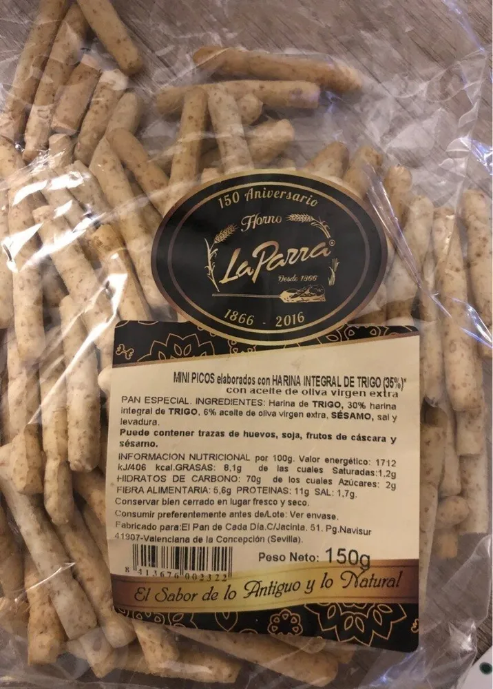 Mini picos elaborados con harina integral de trigo (35%)