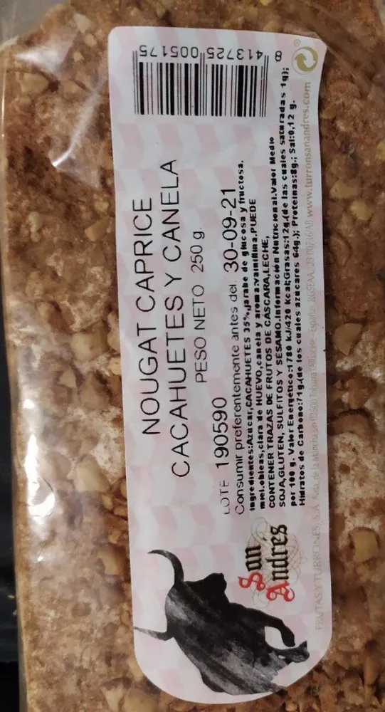 Nougat Caprice Cacahuetes y Canela