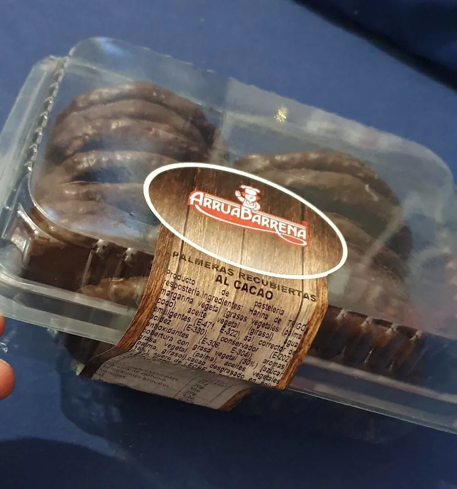Palmeritas recubiertas de cacao