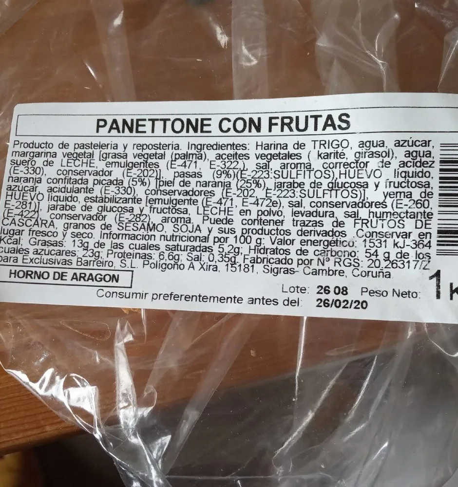 Panettone con frutas