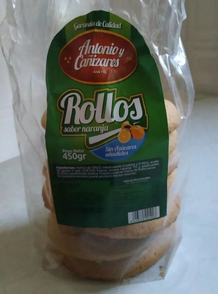 Rollos sabor naranja sin azúcares añadidos