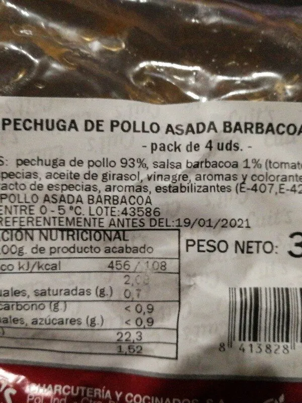 Pechuga de pollo asada con salsa barbacoa