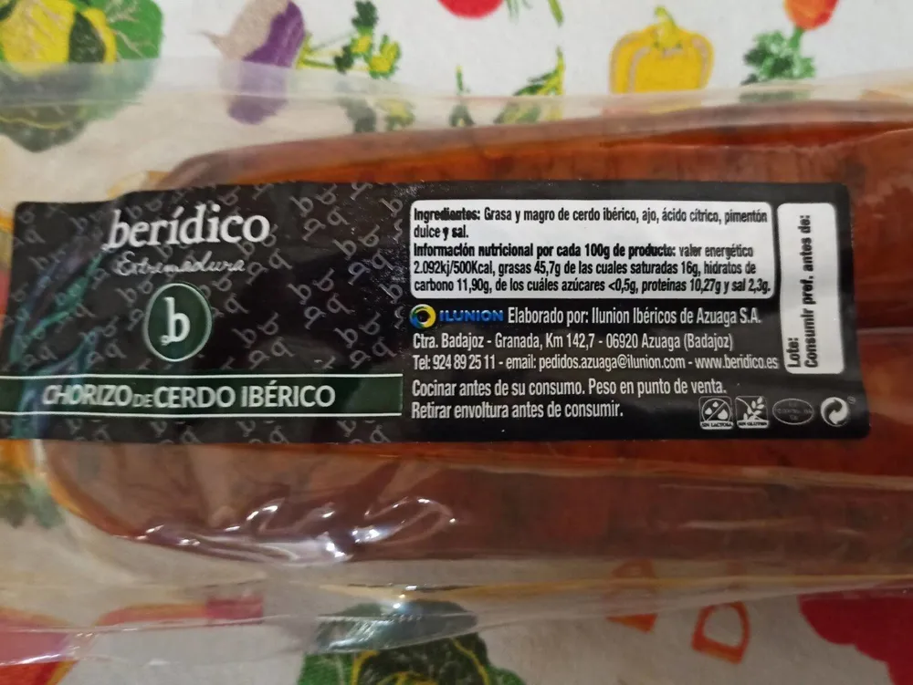 Chorizo de cerdo iberico