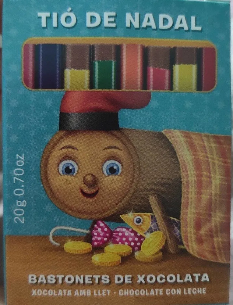 Tió de nadal bastonets de xocolata