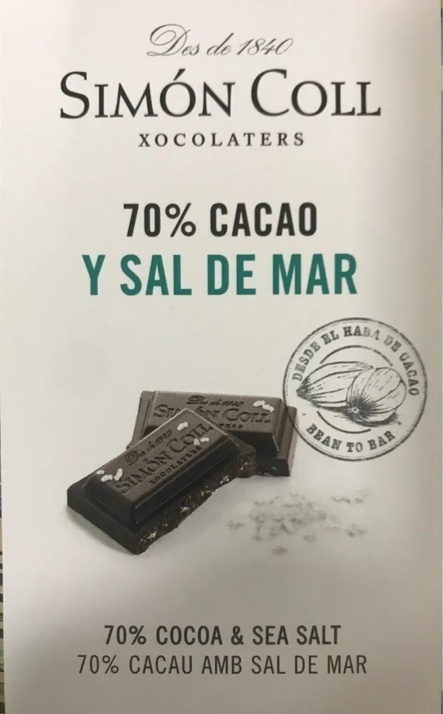 Chocolate 70 cacao y sal de mar
