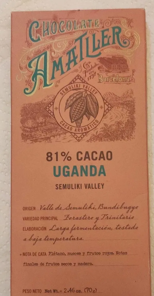 Chocolate Amatller 81 Cacao Uganda
