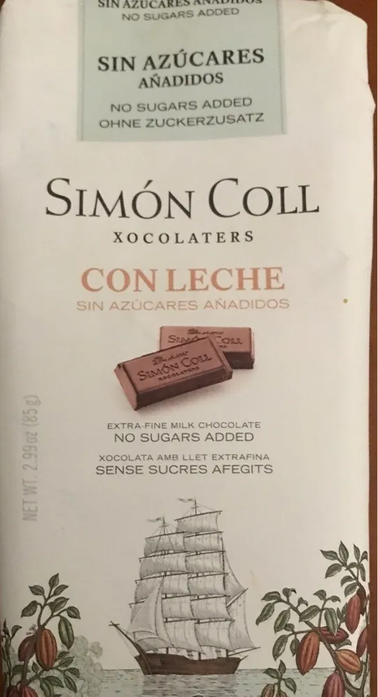 Chocolate con leche sin azúcares añadidos