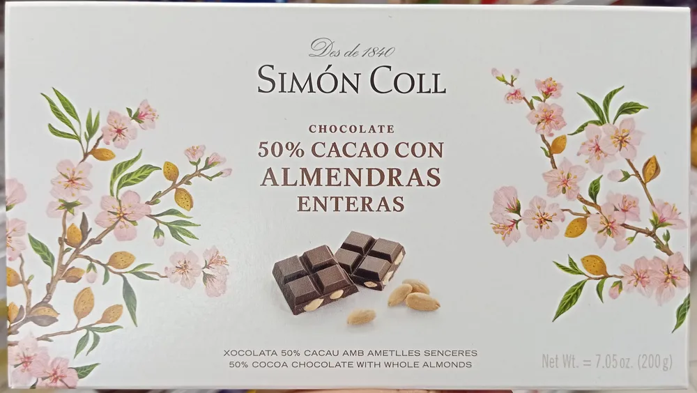 Chocolate 50% Cacao con almendras enteras