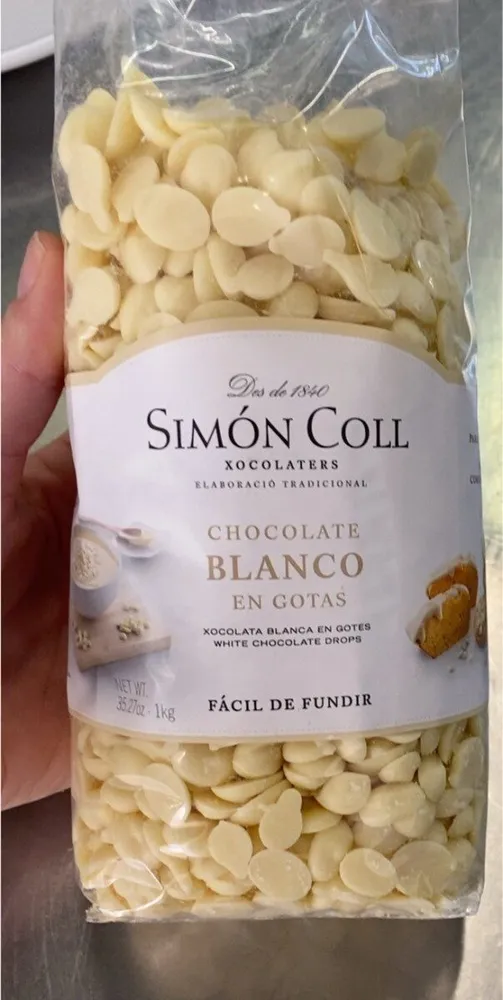 Chocolate blanco en gotas