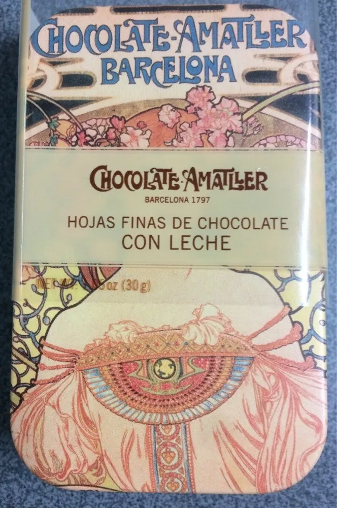 Hojas finas de chocolate con leche