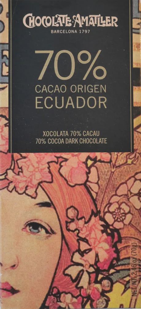Chocolate 70% cacao origen Ecuador