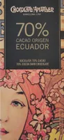 Chocolate 70% cacao origen Ecuador