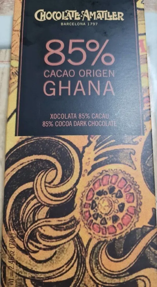 Chocolate 85% cacao origen Ghana