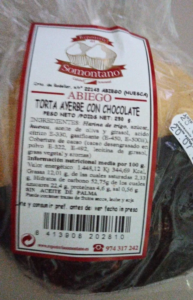 Torta Ayerbe con chocolate