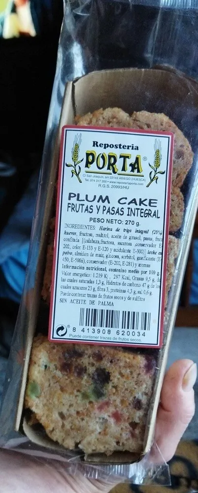 Pluma Cake Frutas y pasas integral