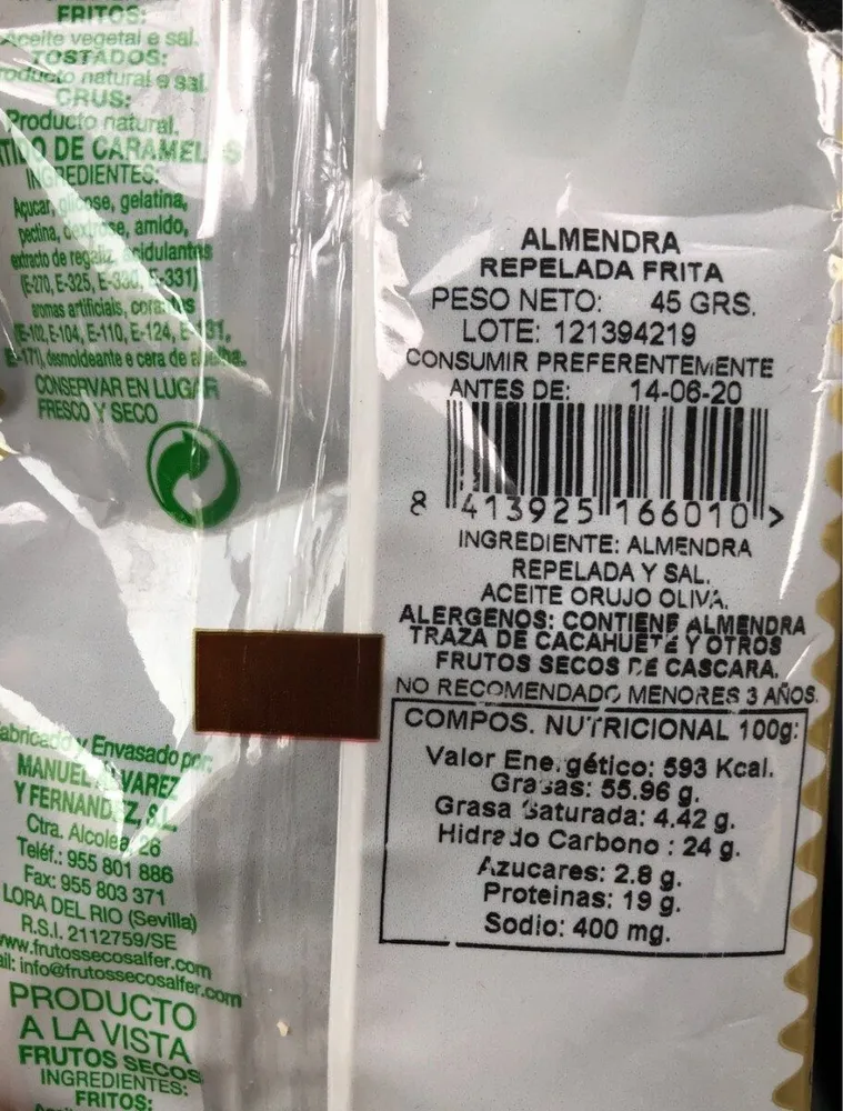 Almendra pelada frita