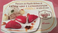 Pimientos de piquillo relleno de langostino y lenguado