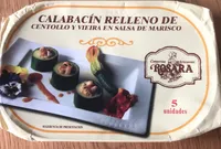 Calabacín relleno de centollo y vieira en salsa de marisco