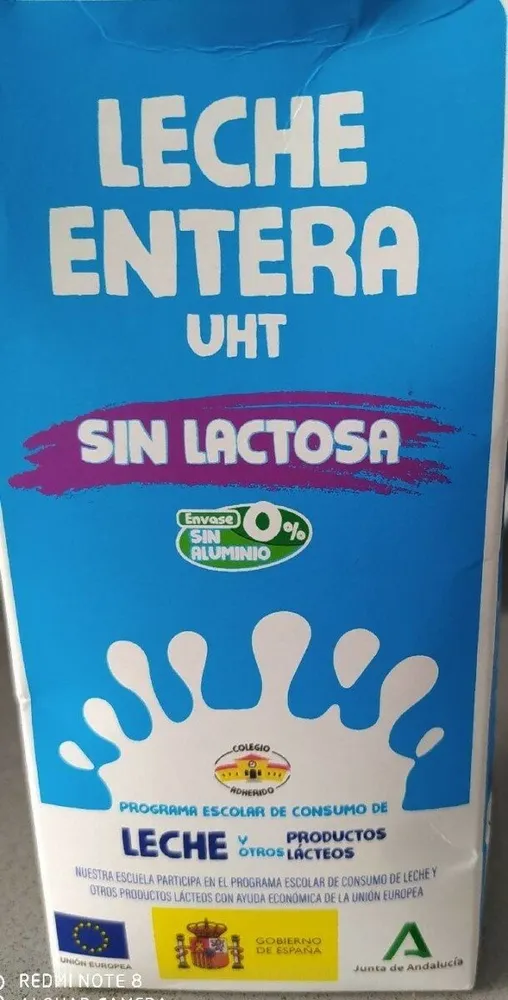 Leche entera sin lactosa