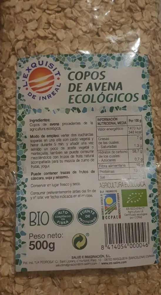 Copos de avena ecológicos