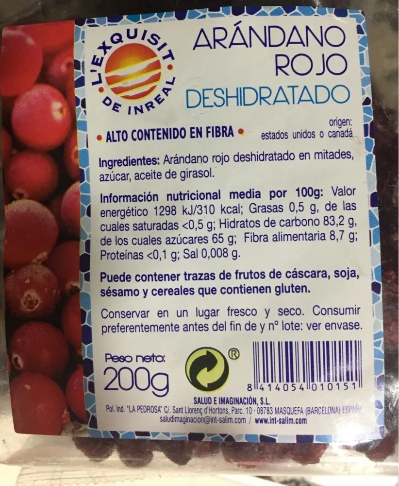 Arandano rojo deshidratado