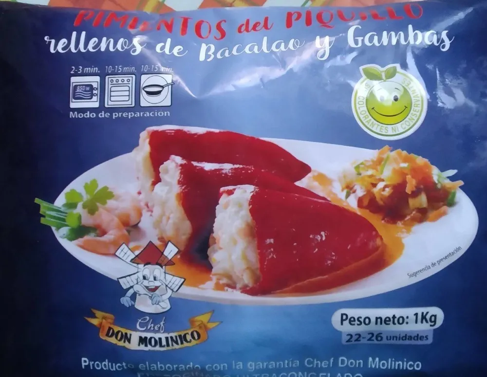 Pimientos del piquillo rellenos de bacalao y gambas