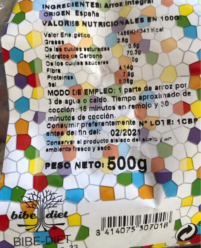Arroz integral bibe-diet